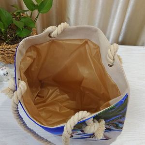 OEM Sublimation Large Canvas Casual <b>Tote</b> <b>Beach</b> <b>Bag</b> with Two Open Rope Handles Summer Lightweight Durable Fashion - Product Image 2