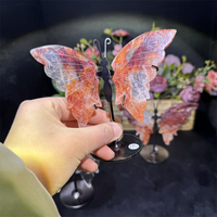 Sculpture en cristal de haute qualité ailes de quartz de feu rouge naturel ailes de papillon en cristal