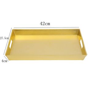 Plateaux en plastique isolants à poignée dorée et argentée de luxe, <span class=keywords><strong>assiette</strong></span> à dîner pour le service de <span class=keywords><strong>mariage</strong></span> - Product Image 4