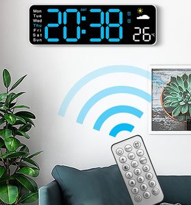 Horloge murale électronique intelligente à affichage numérique LED grand format avec télécommande, température météo, pour la maison - Product Image 5