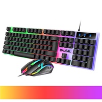 Ensemble clavier et souris filaire USB lumineux BAJEAL T350 pour jeux sur ordinateur, 1000 DPI, design ergonomique, rétroéclairage arc-en-ciel suspendu