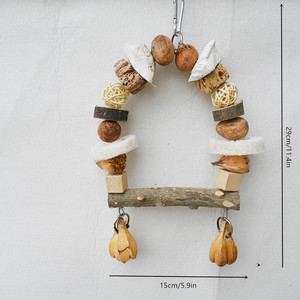 Mainan Perch burung parkit gigi kunyah kacang warna-warni ayun kayu berduri buah alami mainan burung bayan, Conure, <span class=keywords><strong>Cockatiel</strong></span>, Budgies - Product Image 6