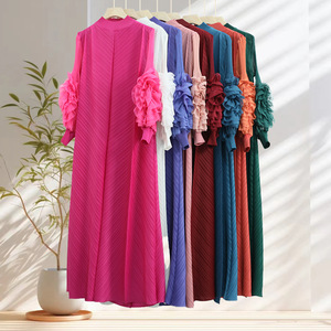 PY 2026 Verano Nueva Llegada Elegante Vestido Plisado Tallas Grandes Moda Casual Vestido Maxi Manga Larga Venta al por Mayor en Línea - Product Image 2