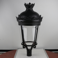 Lanterne LED étanche IP65 pour poteau, 30W-120W, style rétro, pour jardins royaux, finition noire en aluminium moulé sous pression