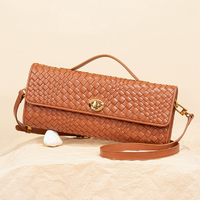 Nouvel Arrivage Sac de Soirée Long Tressé Fait Main pour Femme, Sac à Main Tissé Tendance, Sac Bandoulière Mode, Pochette