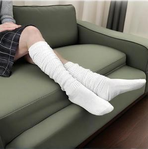 Chaussettes en coton pour femmes, extra longues, au-dessus du genou, style japonais Lolita, blanches, amples et décontractées - Product Image 6