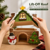 Maisonnette pour hamster en bois massif, cabane en bois naturel, toit ventilé amovible, décoration de cage pour petits animaux