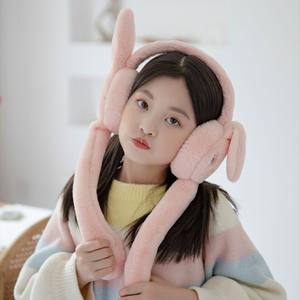 Orejeras con Sonido <span class=keywords><strong>Chuchu</strong></span> Shake, Orejeras de Conejo Rojas de Moda, Cálidas para Invierno y a Prueba de Frío, Lindas Orejeras para Niños con Orejas Móviles - Product Image 4