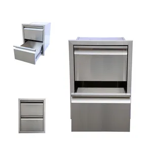 Eingebauter Doppelschubladen-Schrank Küchenschranktür Design Edelstahl neu SUS 304 modern gebürstet für Außenküche Pvc