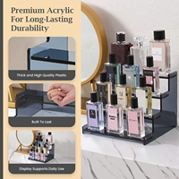 Présentoir à 4 niveaux en acrylique noir transparent moderne, détachable, avec étagère pour maquillage et artisanat