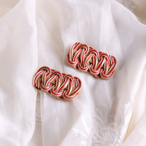 Handmade Bamboo Woven Brooch Flower Red Gold Unisex Gift Jewelry Craft - Product Image 2