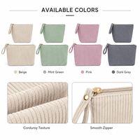 Ensemble de 2 trousses de toilette en velours côtelé avec logo personnalisé, grande capacité, pochette à maquillage portable, organiseur de voyage, fermeture éclair, fabrication OEM