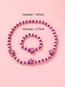 Ahşap boncuklu takı seti kolye ve bilezik kızlar partiler ve fotoğraf için aksesuarlar giyinmek Diy moda tulumları için - Product Image 6