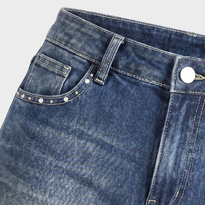 Shorts en jean brodés de strass tête d'<span class=keywords><strong>aigle</strong></span> pour femmes, taille haute, délavés, style Y2K, personnalisables, vente en gros - Product Image 2