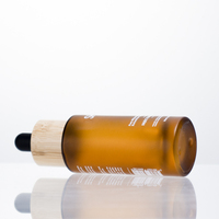 10ml 15ml 30ml 50ml épaule plate ronde givrée mat ambre huile essentielle bambou emballage verre compte-gouttes sérum bouteille avec boîte