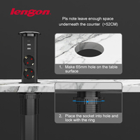 Multiprise de cuisine et de bureau avec chargeur USB sans fil 16A, prise motorisée escamotable contrôlée par USB, utilisée à la maison et au bureau, 30W