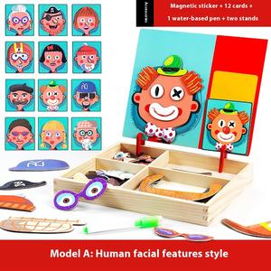 Jeu d'habillage pour enfants de 4 à 6 <span class=keywords><strong>ans</strong></span> avec caractéristiques faciales pour garçons et filles Puzzle magnétique en bois pour enfants - Product Image 5