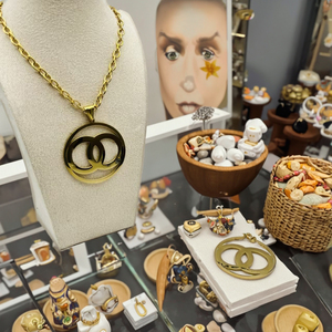 <span class=keywords><strong>Set</strong></span> Anting dan Kalung Wanita Gothic Berlapis Emas dari Baja Tahan Karat Merek Desainer, Anting Geometris Vintage Grosir. - Product Image 4