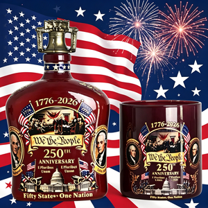 Coffret de verres à whisky USA 250e anniversaire 1776-2026 We The People, ensemble bouteille et verres patriotiques pour la fête de l'Indépendance, pour bar - Product Image 1