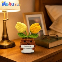 Boneka Amigurumi Tulip Rajutan Tangan Custom Grosir, Tanaman Pot Mini Abadi Siap Pakai untuk Perlengkapan Toko Hadiah