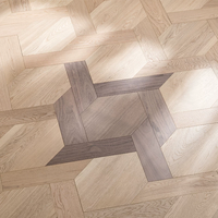 Plancher en bois d'ingénierie multicouche chauffant en noyer noir/chêne, motif de nœud chinois standard E0, incrustation irrégulière