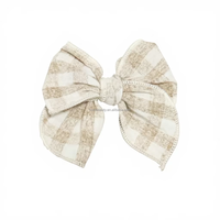 Nœud Papillon de Fête pour Enfants en Tissu Ruban Gris Foncé Imprimé à Carreaux, Style Européen-Américain, Fait Main, Mini, Haute Qualité, en Carton