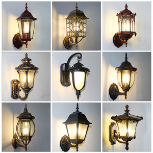 Antique Japanese-Style LED Wall Light Retro Sconce <b>Chinese</b> Square Outdoor Waterproof Metal Glass <b>Lantern</b> E26 Garden Wall Lamp - Product Image 1