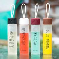 Botella de Agua de Vidrio Esmerilado con Diseño de Cara Sonriente, Moderna, Colorida, Ecológica y Portátil, con Logotipo Personalizado y Tapa con Pajita, Ideal para Regalo