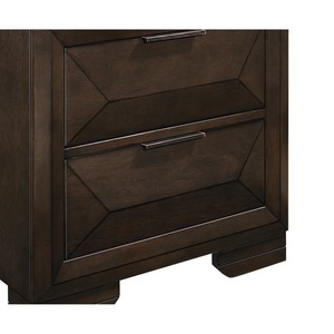 Comodino Contemporaneo a 2 Cassetti con Finitura Espresso Caldo e Pannello Frontale Rialzato, Arredamento per Camera da Letto - Product Image 3