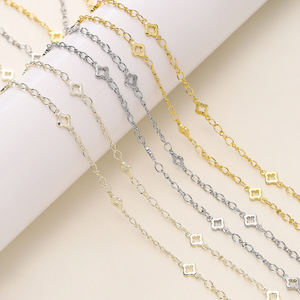 Gold Plated Chain Jewelry Findings For <b>Bracelet</b> Making 18k <b>Copper</b> Plating Extension Chain DIY Craft Components - Product Image 4