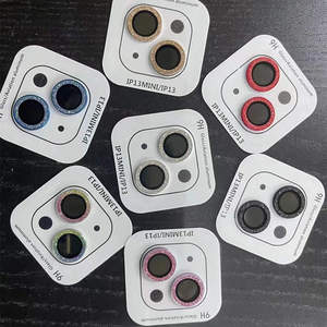 Bling Diamond Camera Lens Protector per <span class=keywords><strong>iPhone</strong></span> <span class=keywords><strong>11</strong></span> 12 13 Mini <span class=keywords><strong>Pro</strong></span> <span class=keywords><strong>Max</strong></span> anello metallico copriobiettivo in vetro temperato - Product Image 6