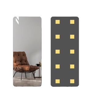 Miroir mural en acrylique flexible incassable, design moderne argenté, auto-adhésif, sans verre, pour la décoration de la maison, idéal pour la salle de bain - Product Image 1