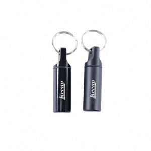 Customized Branded Metal Material Free Engraved logo Ear Plug Pill case Box with Keychain Containers - Product Image 1