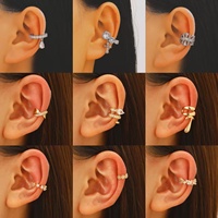 Anting-anting kuping hewan mewah bergaya modern berlapis emas dengan zircon mikro, antialergi, tanpa tindik, unisex, untuk pesta
