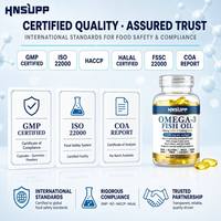Gélules d'huile de poisson Oméga 3 1000mg, extraits de poissons sauvages des grands fonds, 180mg EPA, 120mg DHA, sans OGM, sans gluten, 90 unités, OEM