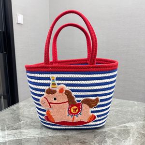 Bolso tejido de cuerda de algodón con diseño de dibujos animados, bolso tote lindo para mujer, gran capacidad - Product Image 1