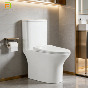 WC monobloc moderne en céramique blanc à double chasse pour hôtels et maisons, à vendre - Product Image 1