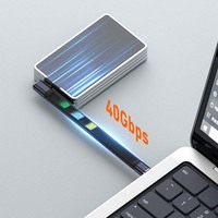Cable de Datos USB4.0 Tipo-C Macho a Macho, Chapado en Oro, Carga Rápida de 240W, 40Gbps, Cable Corto para Computadora y Auriculares