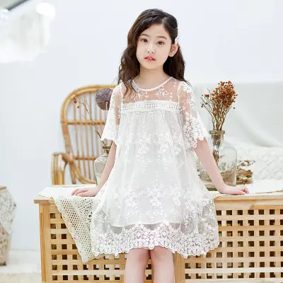 Pakaian Hot Sale Indah Fashion Korea Gadis Pakaian Lucu Gaun Panjang untuk Anak-anak Usia 4-14 Tahun Remaja Gadis Pakaian