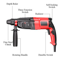 Marteau perforateur électrique industriel 1800W, diamètre de perçage max. 26mm, couple 60,4 ft-lb, portable, AC 110-240V, 3600 BPM