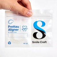 Sacs à fermeture éclair en PE biodégradable et recyclable blancs personnalisés pour l'emballage des aligneurs dentaires transparents, thermoscellables, 10x15cm