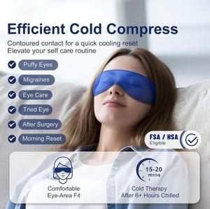 Mascarilla de Gel 3D <span class=keywords><strong>para</strong></span> Terapia Ocular al por Mayor - Dimensiones: Compra a Granel, Mascarilla de Sueño con Sensación de Seda Azul <span class=keywords><strong>para</strong></span> Spa, Hotel, Viajes, Regalo Promocional - Product Image 3