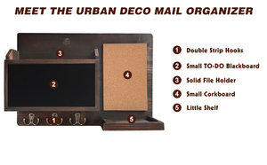 JUNJI Décor <span class=keywords><strong>en</strong></span> <span class=keywords><strong>bois</strong></span> Porte-courrier mural Organisateur de magazines Boîte aux <span class=keywords><strong>lettres</strong></span> marron rustique pour couloir Entrée Salle à manger - Product Image 4