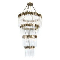 Lustre élégant à plusieurs niveaux en cristal et métal pour hôtel, salon, bar, hall d'entrée, club, réception, salle de restauration, lustre LED