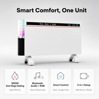 Ventilateur de circulation d'air intelligent 1800W avec télécommande Alexa, éclairage ambiant RGB portable, pour chambre à coucher, salle de bain, chauffage mural