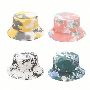 Wholesale Fashion New Trend Tie Dye Sun <b>Hat</b> Two Side Reversible Wear Design Cotton Lady Girl Autumn Outdoor Causal Bucket <b>Hat</b> - Product Image 1