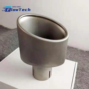 ปลายท่อไอเสีย FlowTech รูปวงรี ขนาด 140x90 มม. ทำจากสแตนเลสสตีล สีเงิน สำหรับตกแต่งรถยนต์ - Product Image 1