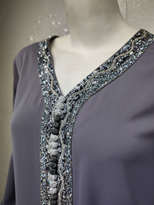 Vêtements traditionnels musulmans Nida bleu robe de soirée modeste <span class=keywords><strong>Jellaba</strong></span> Femme - Product Image 4