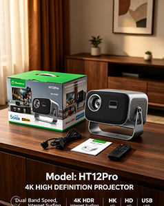 โปรเจคเตอร์พกพา HT12Pro ขนาดเล็ก 4K ระบบแอนดรอยด์ หมุนได้ 180 องศา สำหรับเล่นเกมระดับมืออาชีพ ฉายภาพยนตร์ในบ้าน - Product Image 1