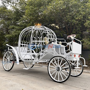 Chariot de Mariage Blanc Fantaisie à Motifs Creux, Chariot de Mariée pour Entrée, Thème Cendrillon, Chariot Citrouille à Chevaux à Vendre - Product Image 4